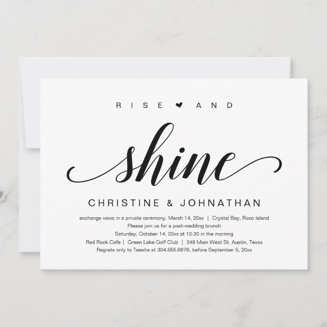 Invitación Rise and Shine, Boda Elopement Invitation (Anverso)