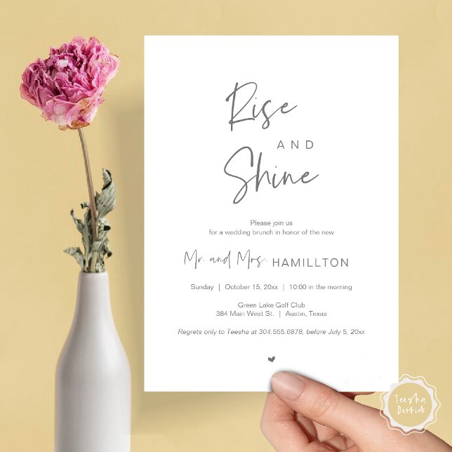 Invitación Rise and Shine, Brunch post boda (Rise and Shine, Post Wedding Brunch Invitation Card, PDF, in Dark Grey )