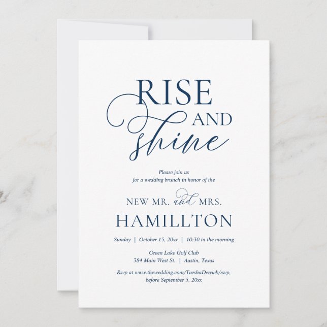 Invitación Rise and Shine, celebración de brunch post boda en (Anverso)