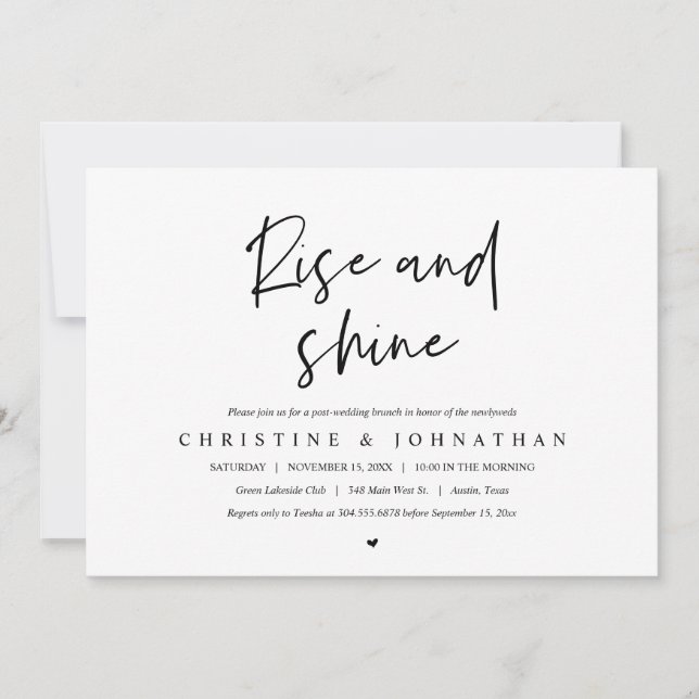 Invitación Rise and Shine, celebración del brunch post boda (Anverso)