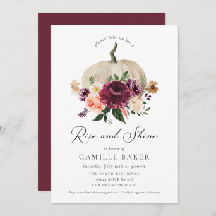 Invitación Rise and Shine Fall Pumpkin Burgundy Floral