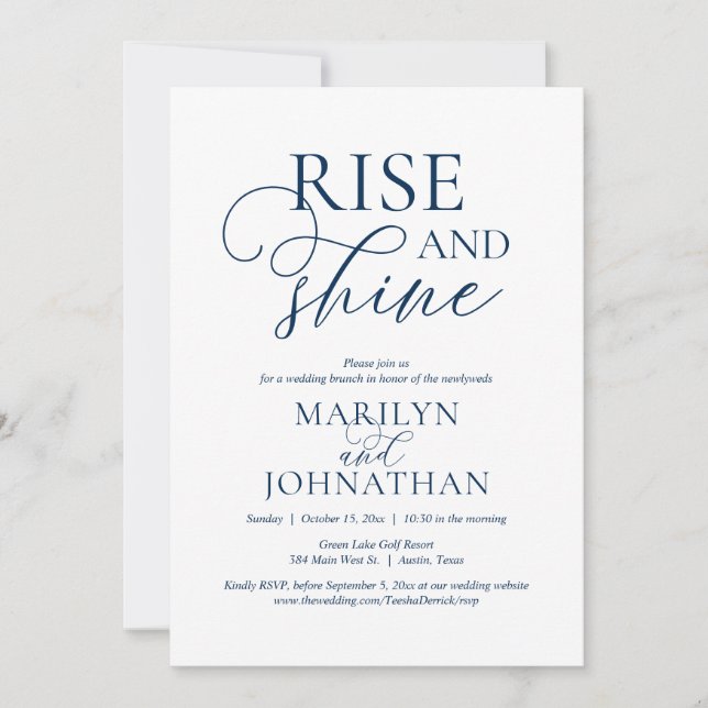 Invitación Rise and Shine, Fiesta de Brunch post boda (Anverso)