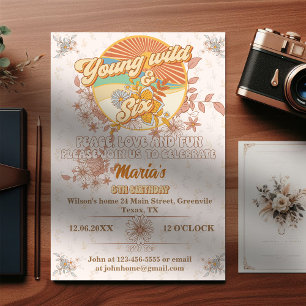 Invitación Ritmo retro el último groovy 6 cumpleaños