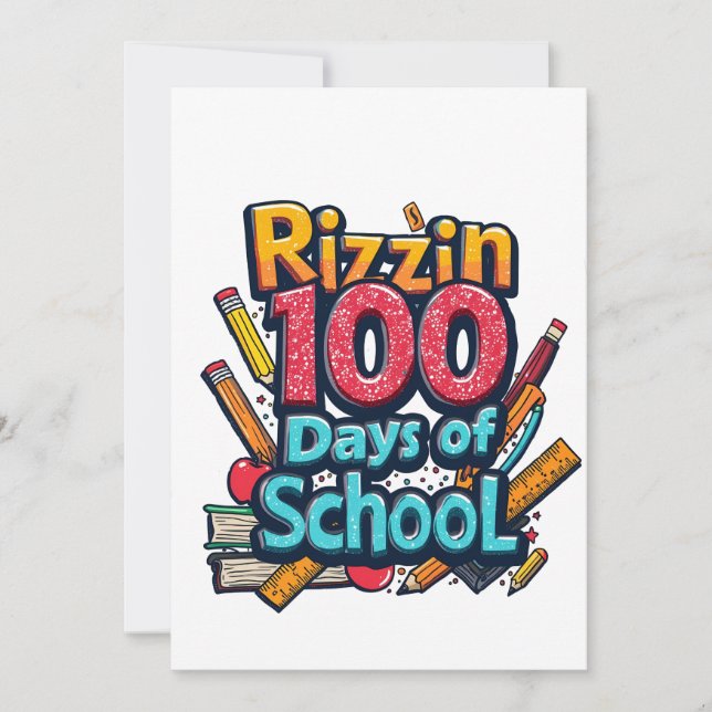 Invitación Rizzin 100 días de escuela Gen Alpha Funny (Anverso)