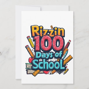 Invitación Rizzin 100 días de escuela Gen Alpha Funny
