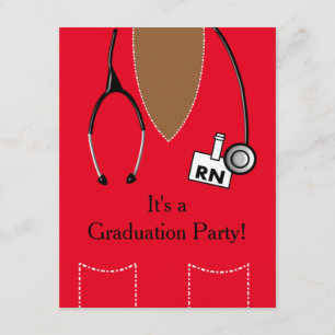 Invitación RN Black Nurse Graduation Invitation Scrub #44