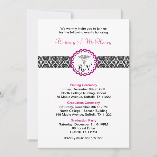 Invitación RN Graduación Invitada / fiesta de graduación (Anverso)