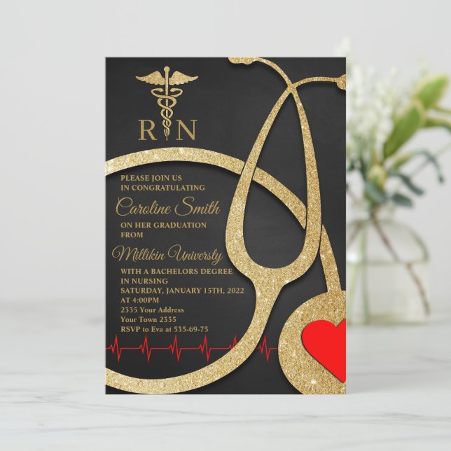Invitación RN Nursing Graduation Party (Anverso de pie)