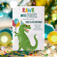 Roar a cuatro dinosaurios T-Rex cuarto Fiesta de c