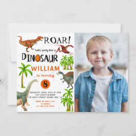 Invitación Roar Boys Dinosaur Birthday Jungle Fiesta