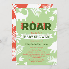 Invitación Roar Dinosaurio y Jungle Foliage Baby Shower