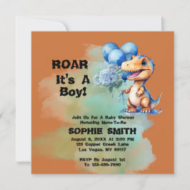 Invitación Roar es la plaza de Baby Shower de un chico T-Rex