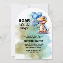 Invitación Roar Es Un Arco De Baby Shower De Dinosaurios De N