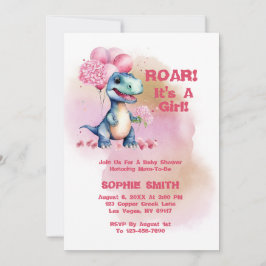Invitación Roar es un dinosaurio bebé Chica T-Rex