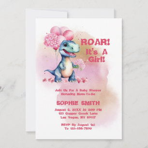 Invitación Roar es un dinosaurio bebé Chica T-Rex