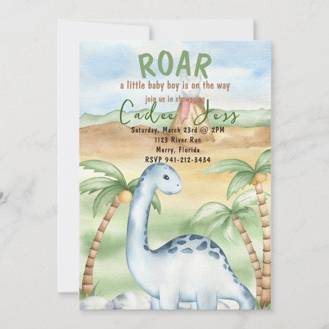 Invitación Roar es un niño Baby Shower (Anverso)