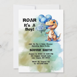Invitación Roar Es Un Niño Baby Shower De Dinosaurios T-Rex
