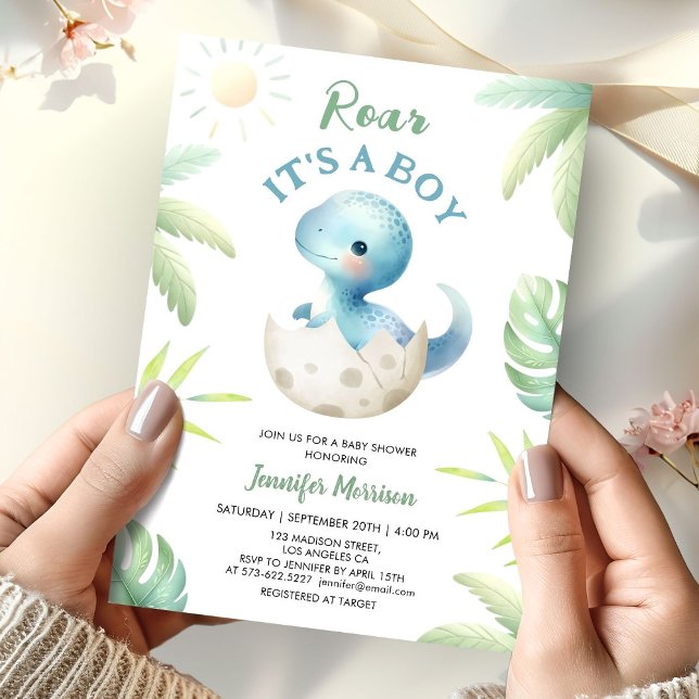 Invitación ¡Roar es un niño! Baby Shower de los dinosaurios d (Subido por el creador)