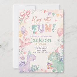 Invitación Roar Into Fun Dinosaur Invitation Editable