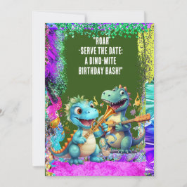Invitación "Roar-Servir la fecha: ¡Un Bash de Cumpleaños Dino