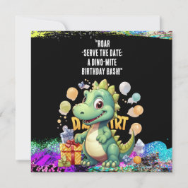 Invitación "Roar-Servir la fecha: ¡Un Bash de Cumpleaños Dino
