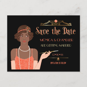 Invitación Roaring 20s Afroamericana Flapper Save the Date