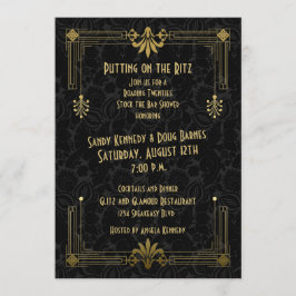 Invitación Roaring 20's Art Deco Couple's Bridal Shower