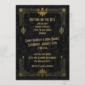 Invitación Roaring 20's Art Deco Couple's Bridal Shower
