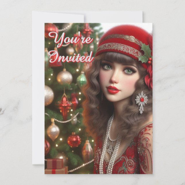 Invitación Roaring 20s Holiday Flapper Christmas Party  (Anverso)