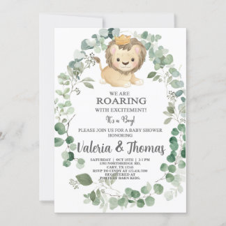 Invitación Roaring con emoción Lion baby ducha invitan.