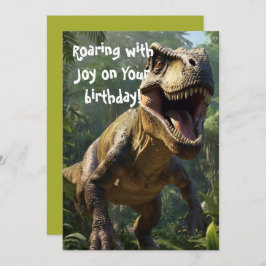 Invitación Roaring Dinosaur Birthday Green Greeting Card
