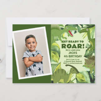 Invitación Roaring Dinosaurs Child Birthday Photo