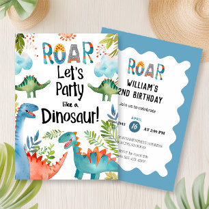 Invitación ¡ROBAR! Fiesta de cumpleaños de Dinosaur