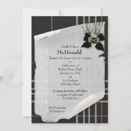 Invitación Robbie Burns Black Tartan