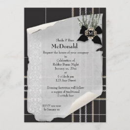 Invitación Robbie Burns Black Tartan