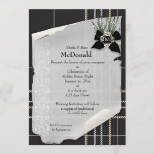 Invitación Robbie Burns Black Tartan