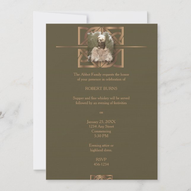 Invitación Robbie Burns Celtic (Anverso)