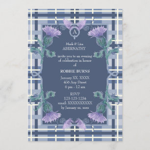 Invitación Robbie Burns Tartán y Thistle