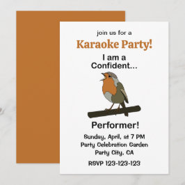 Invitación Robin Bird Artista Confiado Karaoke Divertido Fies