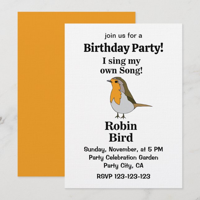 Invitación Robin Bird Funny Quote Birthday Party (Anverso / Reverso)
