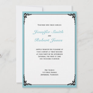 Invitación Robin Egg Blue Initials Posh Wedting