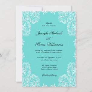 Invitación Robin Egg Blue Lace Frame Classic Boda