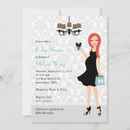 Invitación Robin Egg Blue Leopard Pregnant Mom Baby Shower