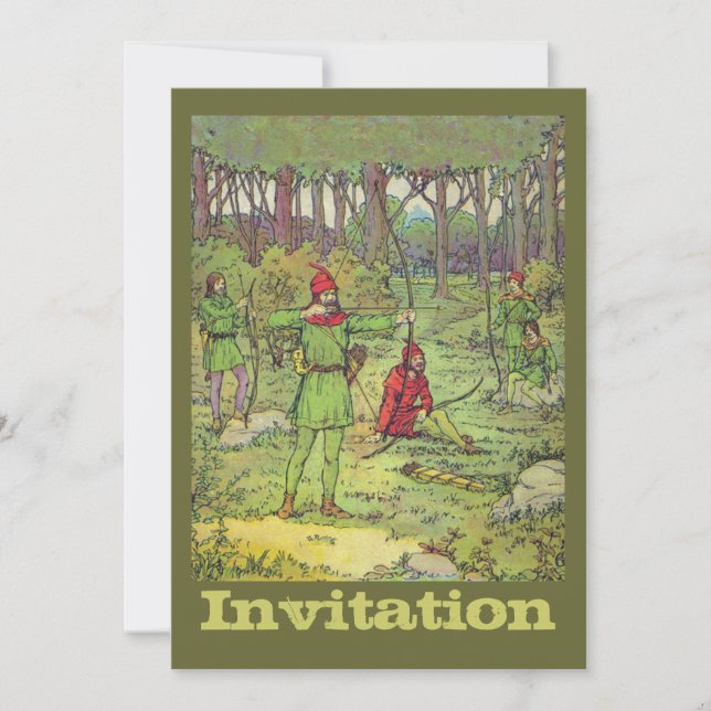 Invitación Robin Hood En El Bosque (Anverso)