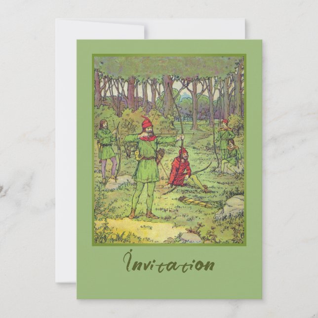 Invitación Robin Hood en el bosque (Anverso)