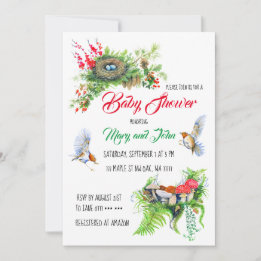 Invitación Robin Pájaros rústicos de Woodland con Baby Shower