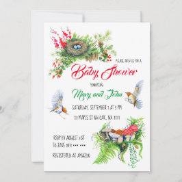 Invitación Robin Pájaros rústicos de Woodland con Baby Shower