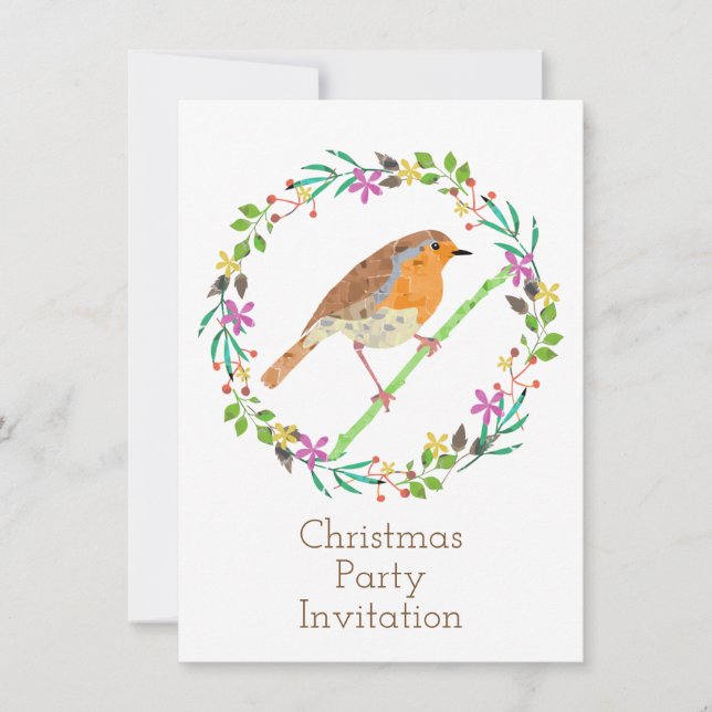 Invitación Robin Red Breast, pájaro de Navidades (Anverso)