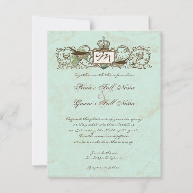 Invitación Robins de época Huevo Flourier de remolino de coro (Anverso)