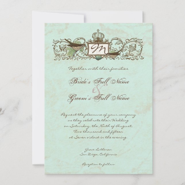 Invitación Robins de época Huevo Flourier de remolino de coro (Anverso)